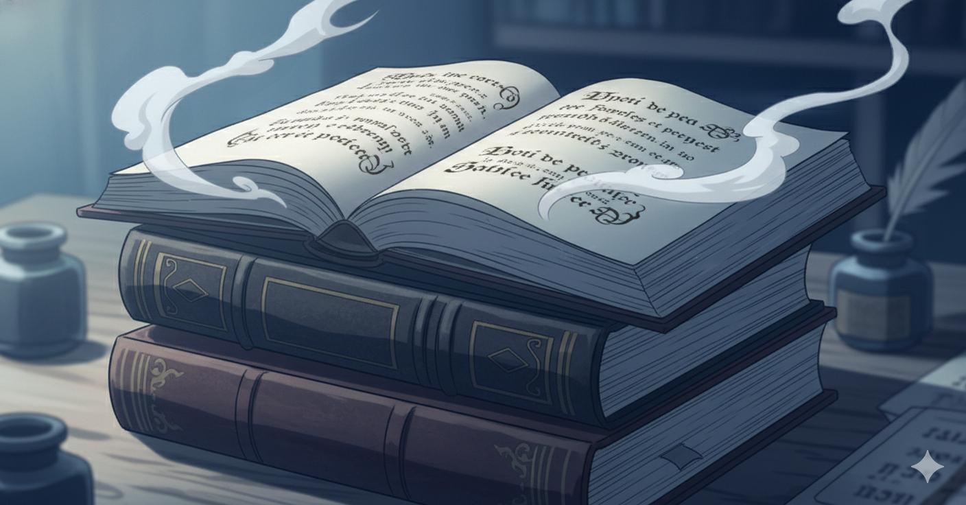 Illustration style anime de livres et d'un texte ouvert